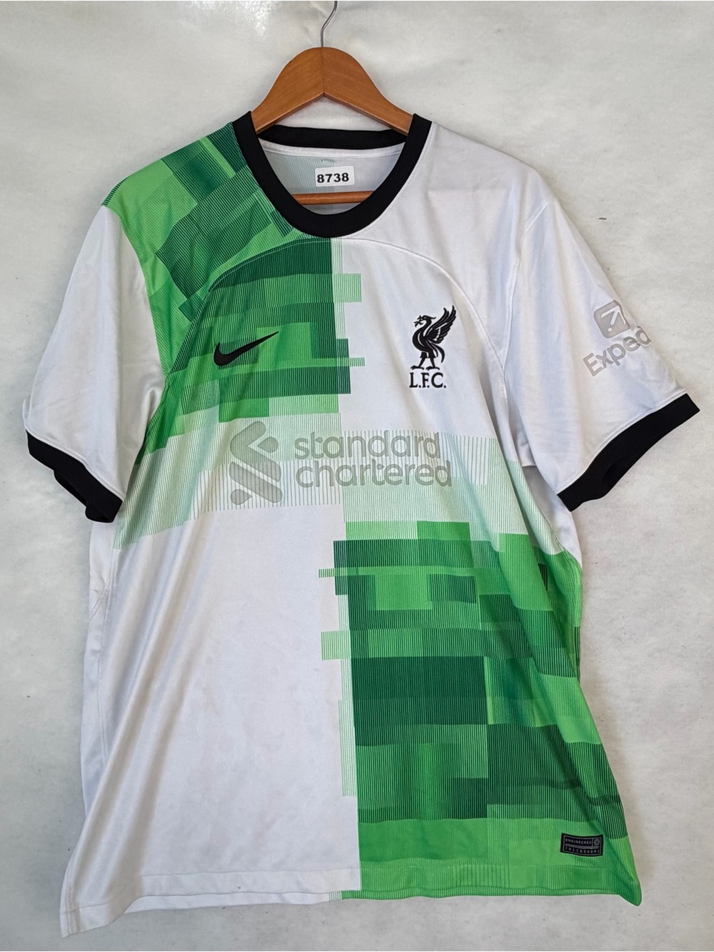 Nike Liverpool FC Standard Chartered Soccer Jersey White/Green/Black XL Virgil
